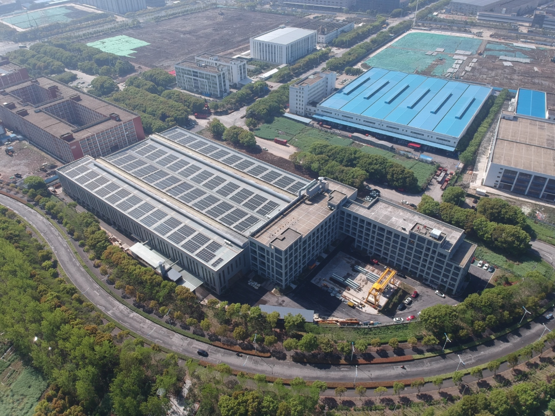 Aerial view of a large industrial manufacturing campus in China